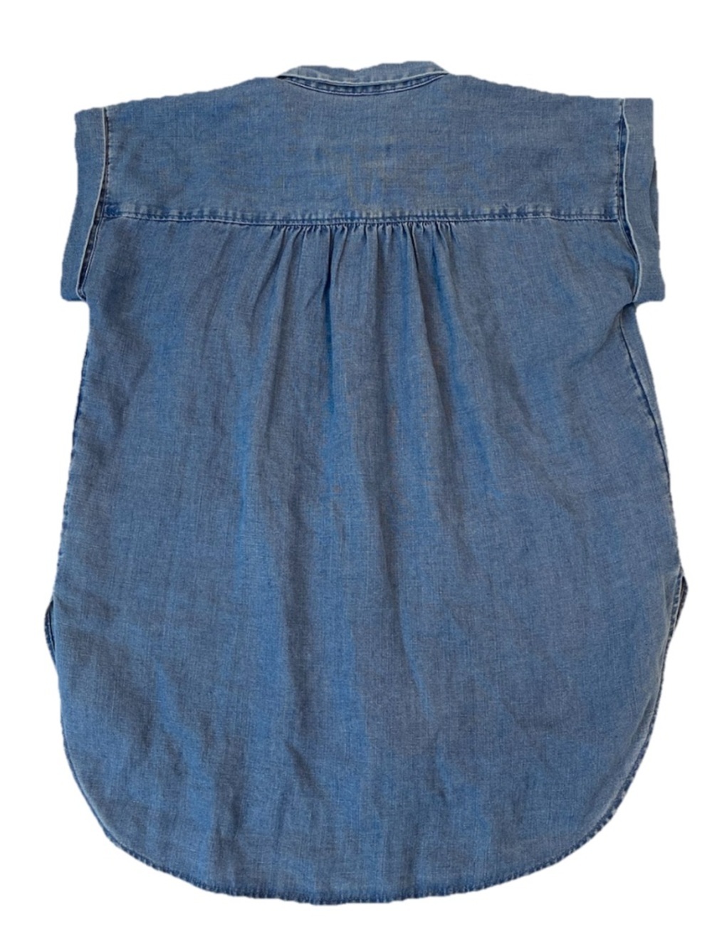 LOFT Chambray Short Sleeve Button Up Shirt Blue Women's Size XS - Picture 2 of 7